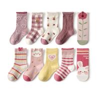 TootyTots 10 Pairs Kids Cotton Socks with Funny Animal Prints - Unisex Baby & Toddler Crew Socks for Boys Girls, All-Season Breathable Everyday Socks Gift Ready