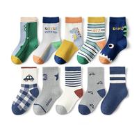 TootyTots 10 Pairs Kids Cotton Socks with Funny Animal Prints - Unisex Baby & Toddler Crew Socks for Boys Girls, All-Season Breathable Everyday Socks Gift Ready