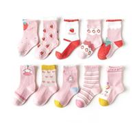 TootyTots 10 Pairs Kids Cotton Socks with Funny Animal Prints - Unisex Baby & Toddler Crew Socks for Boys Girls, All-Season Breathable Everyday Socks Gift Ready