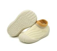 TootyTots Baby Toddler First Walking Shoes Non-Slip Infant Sneakers Slip-on Soft Sole Indoor Outdoor Floor Slippers Breathable Knitted Mesh Boy & Girls Tennis Shoes A White