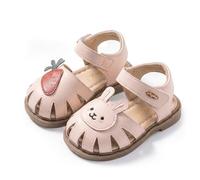 TootyTots Infant Girls Sandals Closed Toe Toddler Summer Shoes, First Walkers Hook & Loop Non-Slip Beach Water Shoes, Breathable Microfibre Nursery Holiday Footwear with Cute Bunny & Carrot