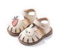 TootyTots Infant Girls Sandals Closed Toe Toddler Summer Shoes, First Walkers Hook & Loop Non-Slip Beach Water Shoes, Breathable Microfibre Nursery Holiday Footwear with Cute Bunny & Carrot