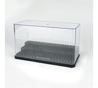 TOOUEE 1 PC Minifigure Display Case for Action Figures & Building Blocks, Clear Dustproof Acrylic Storage Box with 3 Movable Steps, Gift for Kids (black)