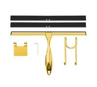 TOOVEM 12 Inch Shower Squeegee for Glass Doors, Window, Bathroom, Car Windshield, Shower Cleaning Tools with S Hook, Square Sticky Hook（Gold）