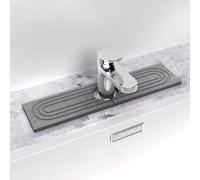 TOOVEM Sink Protectors Mat, Diatomite Fast Drying Stone Sink Mat, 15.7x4" Absorbent Mat Faucet for Kitchen Sink and Bathroom Counter, Dark Grey
