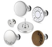 TOOVREN Upgraded 8 Sets Button Pins for Loose Jeans Pants, No Sew No Tool Jean Button Tightener Replacement Adjustable Reusable Metal Clips Snap Tack, Instant Reduce Too Big Pants Waist