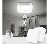 Toowell 10000mAh Battery Ceiling Light Rechargeable Motion Sensor Lights Indoor Battery Operated Shed Light Bathroom Light Waterproof Porch Loft Lights,2PCS