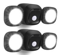 Toowell Outdoor Lights Battery Powered,Battery Security Lights with Motion Sensor,Outdoor Security Lighting Wireless Floodlight,Outside Waterproof Garden Light Shed Light Garage Lighting,2PCS Black