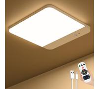 Toowell Rechargeable LED Ceiling Light with Motion Sensor for Bathroom Shed | Battery Operated Shower Light with Remote,3 Color Temperatures,Magnetic Mount,Dimmable Wireless Ceiling Lamp for Garage
