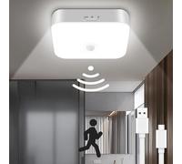 Toowell Wireless LED Motion Sensor Ceiling Light, Rechargeable Garage Light, No Electricity, Wireless USB Battery Light for Bathroom, Cellar