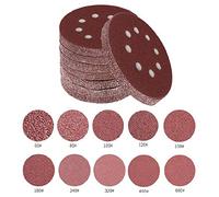 Toowood 100pcs 125mm Sanding Discs, 8-Hole Dustless Hook & Loop sand paper, 60-600 Multi-Grit Professional Abrasive Discs for Orbital Sander, Woodworking and Auto Body Refinishing