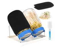 Toowood Sprouting Jar Set 2-Pack 1000ml Glass Jars - Ventilated Lid Design, Effortlessly Grow Organic Sprouts/Wheatgrass, Kitchen Gardening Essential (2, Blue)