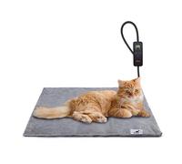 Toozey Cat Heat Pad Electric 45 * 40 cm, 4 Adjustable Timer & 6 Adjustable Temperature, Safe Pet Heating Pad Mat with Crystal Velvet Cover, Waterproof, Ideal for Whelping/Puppy/Dogs and Cats, S