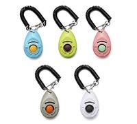 Toozey Dog Clicker, Pack of 5 Clickers with Wrist Strap, Clicker with Large Button, 5 Colours, Bonus E-Book (White+Grey+Pink+Blue+Green)