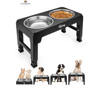 Toozey Raised Dog Bowl Height-Adjustable, Elevated bowls 1.2L2, Black