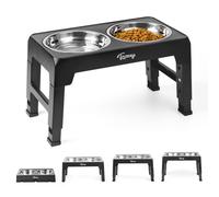 Toozey Raised Dog Bowl Height-Adjustable, Elevated Dog bowls with 2x 1200ml Stainless Steel Bowls, for Small Medium & Large Dogs, Non-Slip and No