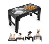 Toozey Raised Dog Bowl Height-Adjustable, Elevated Dog bowls with 2x 1200ml Stainless Steel Bowls, for Small Medium & Large Dogs, Non-Slip a