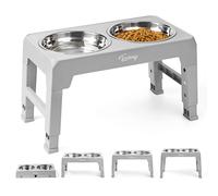 Toozey Raised Dog Bowl Height-Adjustable, Elevated Dog bowls with 2x 1200ml Stainless Steel Bowls, Non-Slip and No Spill, for Small Medium & Large