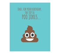Top 10 Dad Greetings Dad Birthday Card, For Your Birthday Card, the Top 10 Poo Jokes…., 6 x 7 inches