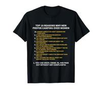 Top 10 Reasons Men Prefer Camping Over Women Funny Shirt T-Shirt
