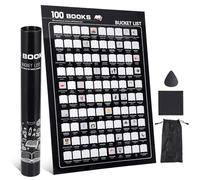 Top 100 Books Scratch off Poster - 100 Must Read Book of All Time Bucket List for Book Lovers,Classic Reads and Iconic Books Gift for Readers,Birthday,Anniversary, Christmas - Included Accessories