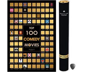 Top 100 Comedy Movies Scratch off Poster - Large Comedies Scratchable Poster - Comedies of all Time Bucket List - Scratchable Checklist Poster - Must See Movie Challenge - Essential Cinema to Watch