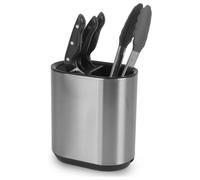Top 3 Kitchen Knife Block & Utensil Holder Storage Caddy Stainless Steel in Silver Top 3 Silver
