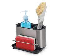 Top 3 Kitchen Sink Organiser - Lightweight Stainless Steel Sink Caddy - Non-Slip Kitchen Organiser Storage Caddy - Removable Drip Tray - Liquid Soap, Sponge, Cleaning Brush, Washing Up Bottle