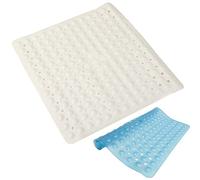 Top 3 Square Shower Mat - 53 x 53cm Large Bath Mat - Blue, and White - Non-Slip Bath Mats For Inside Bath - Thick and Durable - Anti Mould Mat With Drainage Holes - Strong Suction Cup Grip (White)