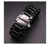 Top Aesthetics 22mm 24mm Ceramic Watch Strap For AR1451 For AR1452 For AR1400 For AR1410 Band Men Matte Curved End Butterfly Buckle Wrist Bracelet (Color : Glossy Black, Size : 22mm)