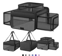 Top and 2 Sides Expandable Large Cat Carrier 18x13.5x9.5, TSA Airline Approved Dog Carriers for Large Dogs, Soft-Sided Pet Carrier with Self-Locking Zippers for Kitten,Rabbit, Puppy, Guinea Pig Black