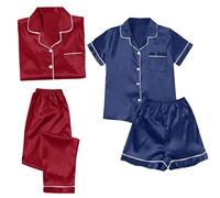 Top And Trousers Set Women For Women Sets Shorts Satin Pyjamas S Short 4 Piece Pyjamas Short Sleeve Sleepwear And Shorts Set Sets Leisure Winter Pijamas Petite Co Ord For