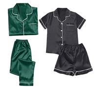 Top And Trousers Set Women For Women Sets Shorts Satin Pyjamas S Short 4 Piece Pyjamas Short Sleeve Sleepwear And Shorts Set Sets Leisure Winter Pijamas Petite Co Ord For