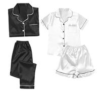 Top And Trousers Set Women For Women Sets Shorts Satin Pyjamas S Short 4 Piece Pyjamas Short Sleeve Sleepwear And Shorts Set Sets Leisure Winter Pijamas Petite Co Ord For