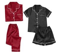 Top And Trousers Set Women For Women Sets Shorts Satin Pyjamas S Short 4 Piece Pyjamas Short Sleeve Sleepwear And Shorts Set Sets Leisure Winter Pijamas Petite Co Ord For