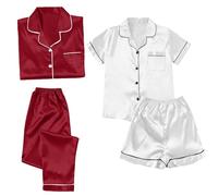 Top And Trousers Set Women For Women Sets Shorts Satin Pyjamas S Short 4 Piece Pyjamas Short Sleeve Sleepwear And Shorts Set Sets Leisure Winter Pijamas Petite Co Ord For