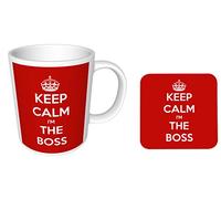 Top Banana Gifts Keep Calm I'm The Boss - Glossy Ceramic Mug and Coaster Set
