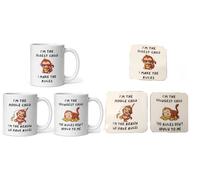 Top Banana Gifts New Youngest Middle Oldest Child Sister Brother Rules Funny Coffee Tea - Cheeky Monkeys - Funny Set of Ceramic Photo Mugs Plus Matching Coasters Set Cup Tasse