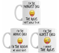 Top Banana Gifts New Youngest Middle Oldest Child Sister Brother Rules Funny Coffee Tea - Funny Set of Ceramic Photo Mugs Cup Tasse