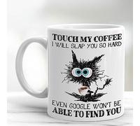 Top Banana Gifts Touch My Coffee- Funny Cat Mug - Humour Work Coffee Tea Gift Novelty Office Boss Ceramic White Cup 11oz Mug Tasse