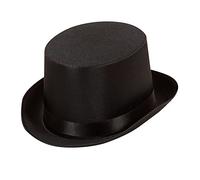 Top Black Satin Top Hats Caps & Headwear for Fancy Dress Costumes Accessory | Black, 12 cm high, for Charleston, Flapper, Gangster costumes, theme party, carnival