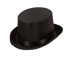 Top Black Satin Top Hats Caps & Headwear for Fancy Dress Costumes Accessory | Black, 12 cm high, for Charleston, Flapper, Gangster costumes, theme party, carnival