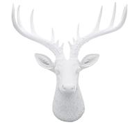 Top Brass 12 1/2" Faux White Deer Head/White Antlers Wall Decor - Modern Minimalism Taxidermy Art Sculpture