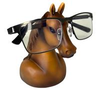 Top Brass Brown Horse Head Eyeglass Holder - Whimsical Reading Glasses Sunglass Stand - Funny Desk Nightstand Keeper Rack Display - Equestrian Rodeo Figurine