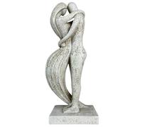 Top Brass Eternal Embrace Romantic Couple Sculpture - 12 1/2” Resin Lovers Statue (Graphite Kiss & Moon-wash Limestone) - Modern Home Décor Wedding Anniversary Love Art (Moon-wash Limestone)