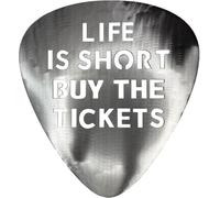 Top Brass Metal Guitar Pick Wall Decor Art - 12” Inspirational Music Quote Sign, ‘Life is Short, Buy the Tickets’ - Brushed Silver Finish w/Protective Coating