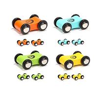 TOP BRIGHT Wooden Car Ramp Race Track Toy Toddler Car Playset Replacement Cars 12 Pack
