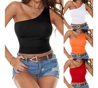 Top Built-in Bra - Summer Tops Backless Women Y2K Tank Top Women Cotton Shoulder Sleeveless Tank Tops Casual Tank Tops Bodycon Top Solid Color Padded Tops Tunic, Orange, XL