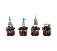 Top Cake 4.75 x 2.25 Inch NYC Cake Toppers, 24 Piece Assorted New York Cupcake Toppers - For Birthday Parties Or Weddings, New York City Theme Cake Decorations, Paper Statue Of Liberty Cake Toppers