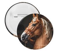 Top Carpenter's Horse Head Badge Metal Round Pins, Lightweight Brooch for Backpack, Fashion Button Pins Badge for Shirts, Jackets, Shawl Coat, Unisex, 5PCS, Tinplate, metal round pins
